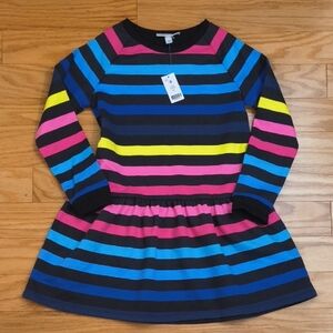 Rockets Of Awesome Bold Striped Sweatshirt Dress Girls Size 7 NWT